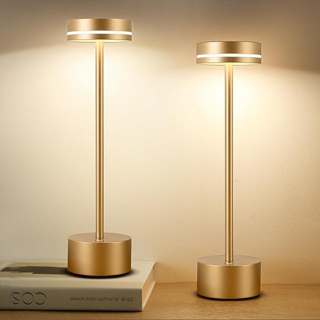 2 Pack Cordless Table Lamp Rechargeable, 3 Way Dimmable Touch Lamp & 5000mAh Long Battery Time, Portable Small Metal Light for Reading/Office/Bedroom/Dining/Nightstand/Desk, Gift for Home Décor – Gold