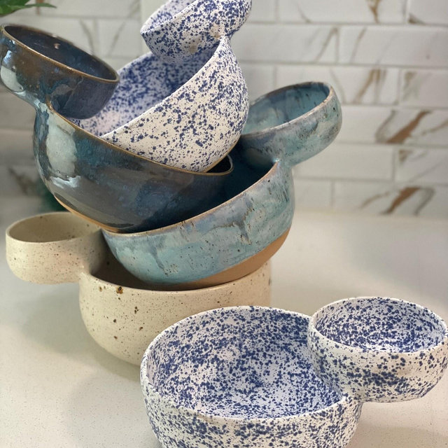 Handmade Ceramic/ Pottery Chip and Dip Bowl/ Queso Bowl Game Day