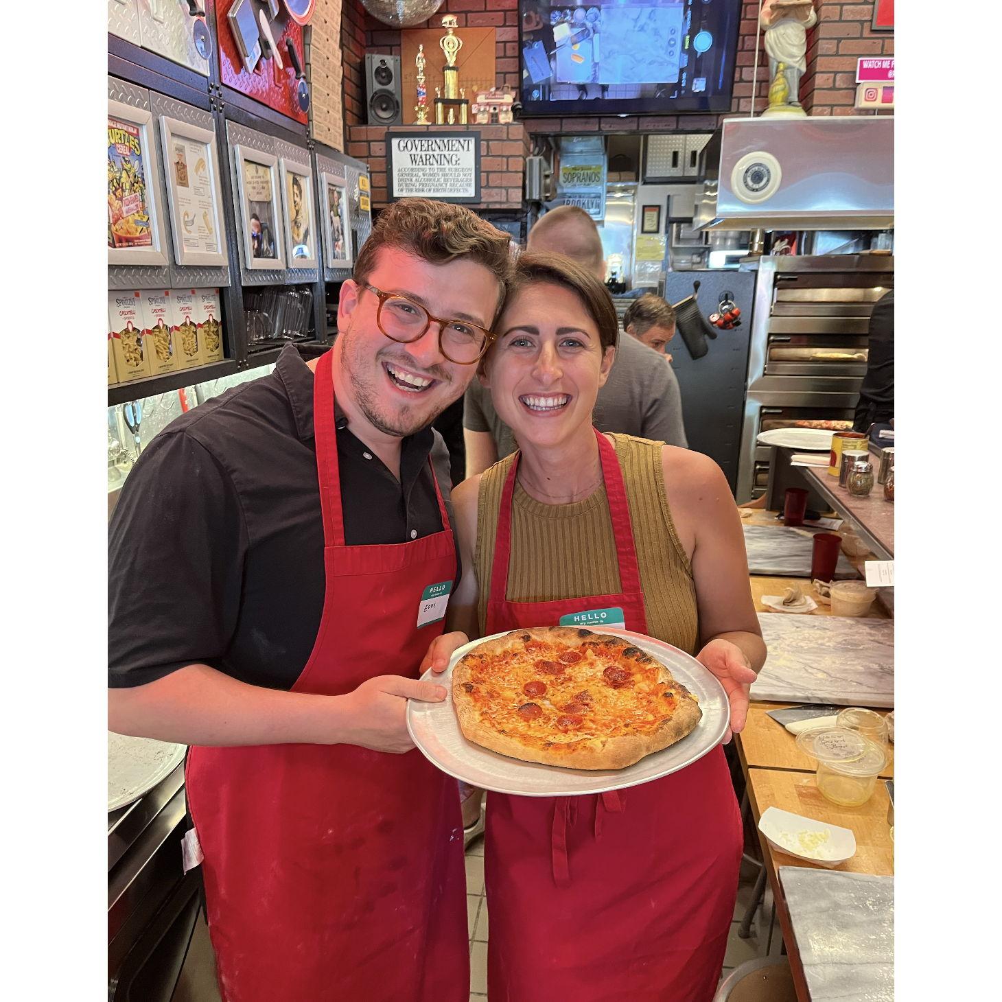 Cheesing for the camera after making pizza for Taylor's birthday