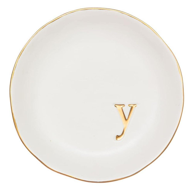 COLLECTIVE HOME - Ceramic Jewelry Tray, Decorative Trinket Dish for Rings Earrings Necklaces Bracelet Watch Keys, Birthday Mother's Day Christmas Gift for Women, 4.75", White Surface (Y)