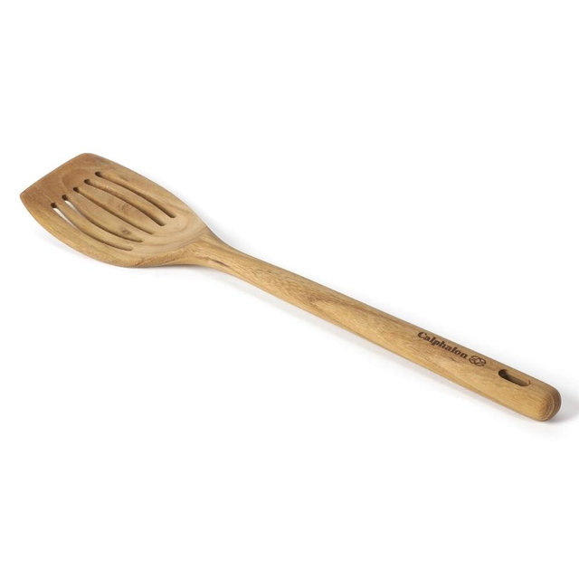 Calphalon Prime Slotted Turner, 13-Inch Teak Wood Slotted Spatula, Wooden Cooking Turner for Nonstick Cookware, Heat-Resistant Moisture-Resistant Kitchen Tool