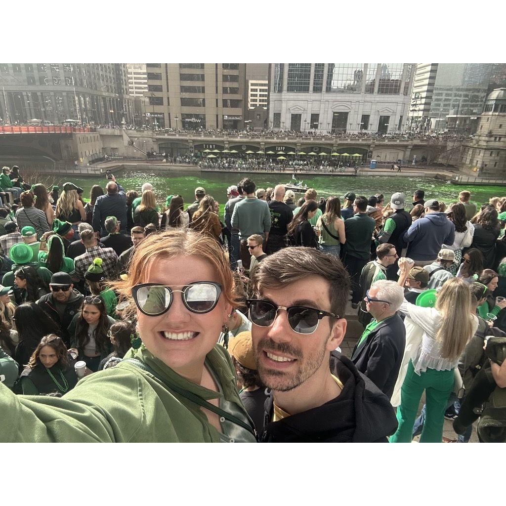 Max lived in Chicago when when they first started dating and on St. Patrick's day they dye the river green.