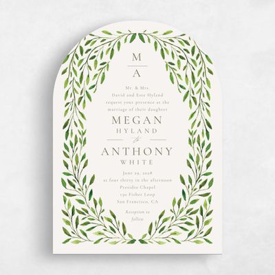 Green Arch Wedding Invitation - Thornton Portrait