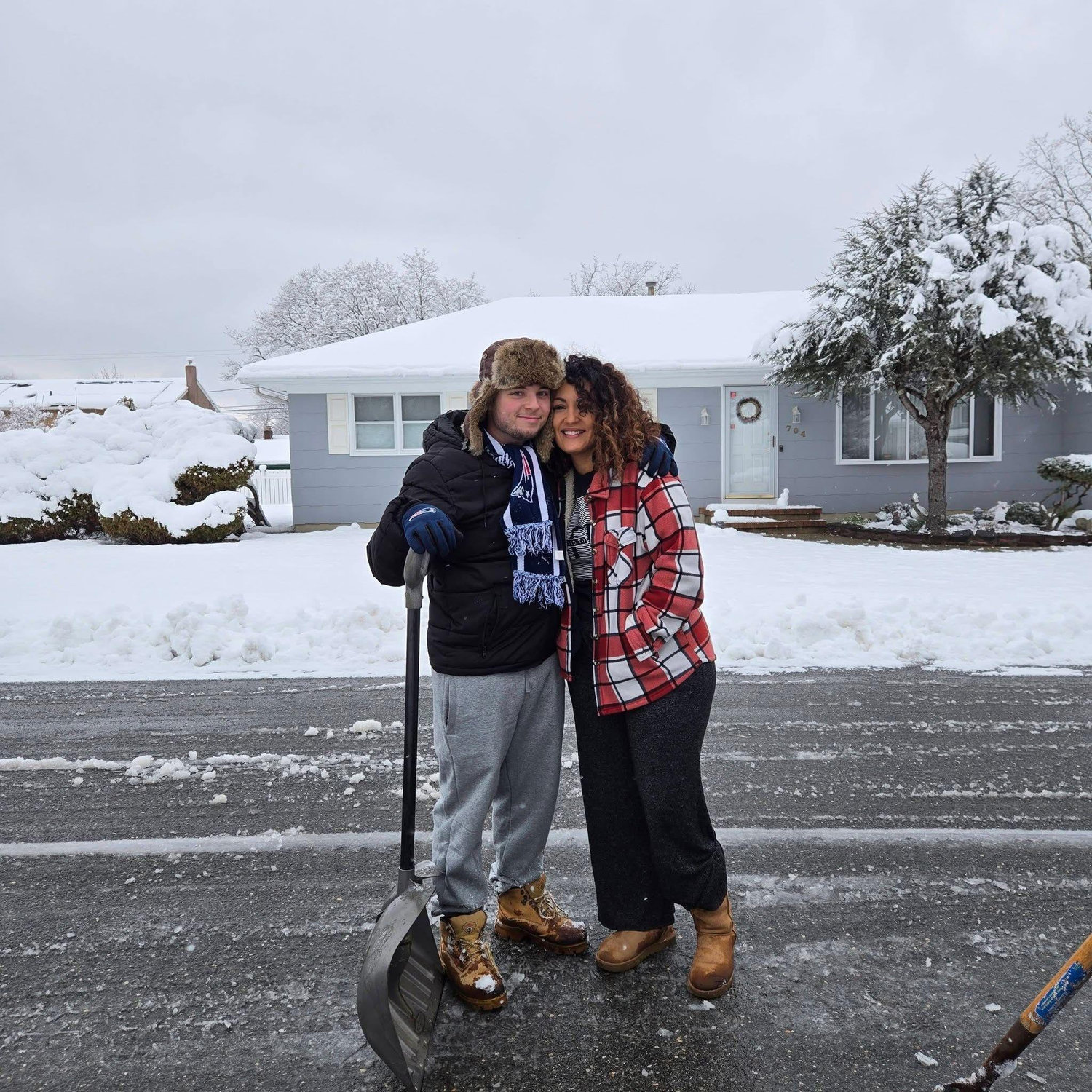 First snow storm together