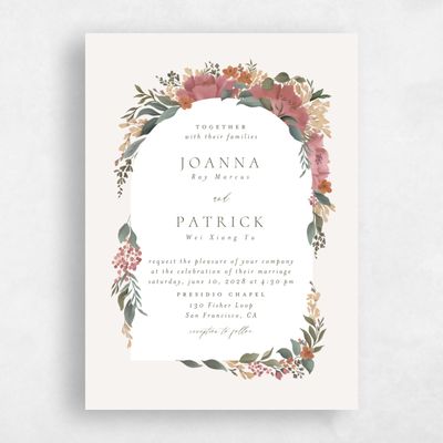 Light Oatmeal, Beige Wedding Invitation - Souci Portrait