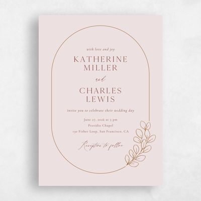 Light Mauve, Pink Wedding Invitation - Groveland Portrait