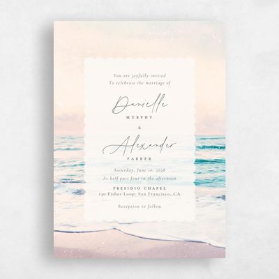 Blush, Orange Wedding Invitation - Luve Portrait
