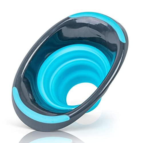 Kitchen Canning Funnel – Collapsible Silicone Food Funnel for Wide Mouth and Regular Mason Jars – Flexible Use for Coffee, Liquid, Jam, Cooking, Baking, Crafts - Teal/Gray