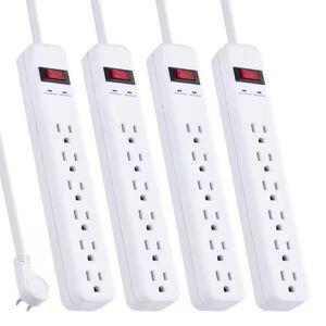 3 ft. 6-Outlet Power Strip Surge Protector, White (4-Pack)
