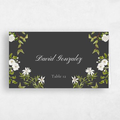Grey Whimsical Wedding Place Card - Villagio