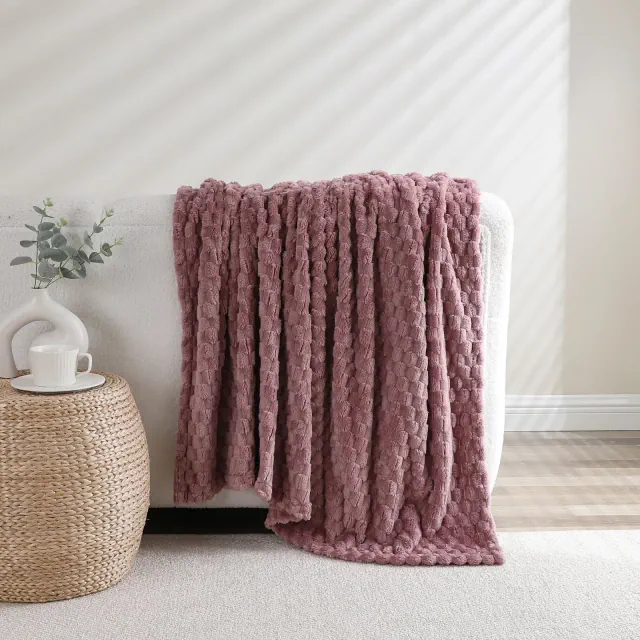 Kate Aurora Leylani Ultra Soft & Plush Luxurious Accent Throw Blanket - 50 in. W x 60 in. L - Rose