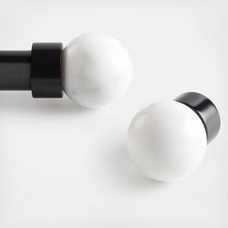 Small Round Marble Curtain End Cap Finials, Set of 2