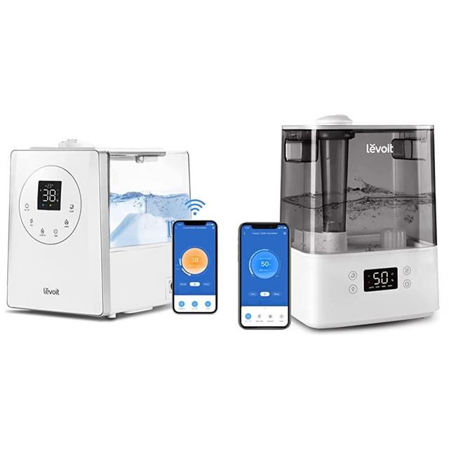 LEVOIT Humidifiers, White & Humidifiers for Bedroom Large Room Home, Smart Wifi Alexa Control, 6L Top Fill Cool Mist, Gray