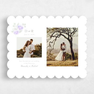 Purple Scalloped Wedding Save the Date - Orchidea Multiphoto