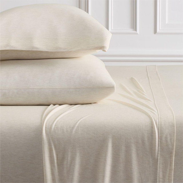 Jersey Tencel Modal Knit Sheet Set, Full, Heathered Oatmeal