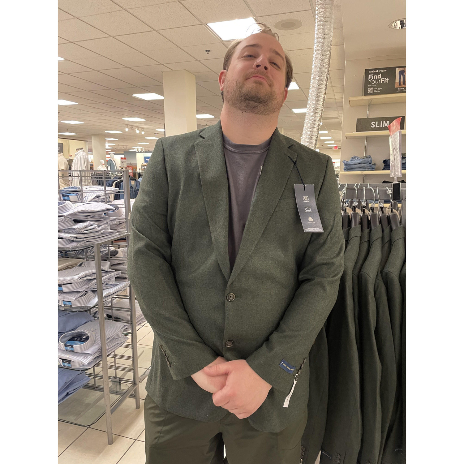 Please vote yes or yes on this suit (but we all know he will probably wear jeans and boots on the big day)