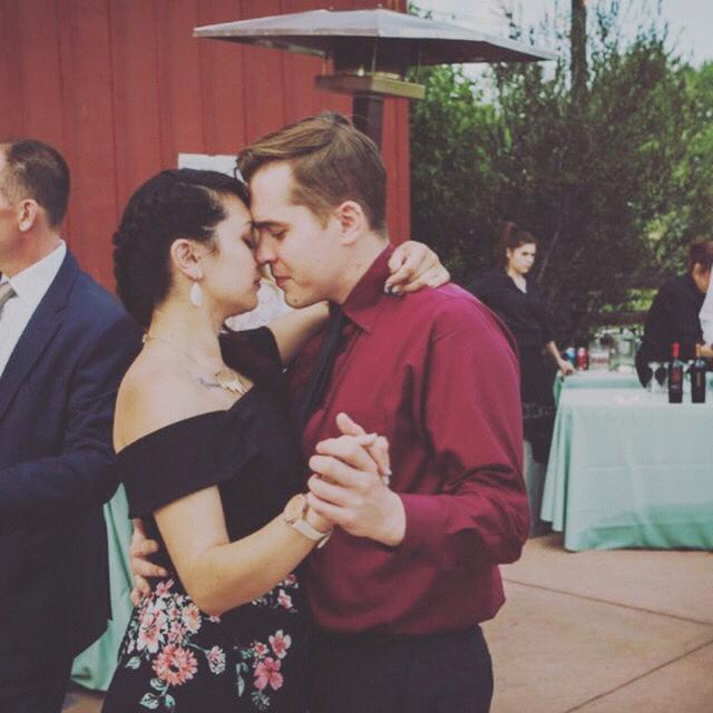 Dancing at a wedding.