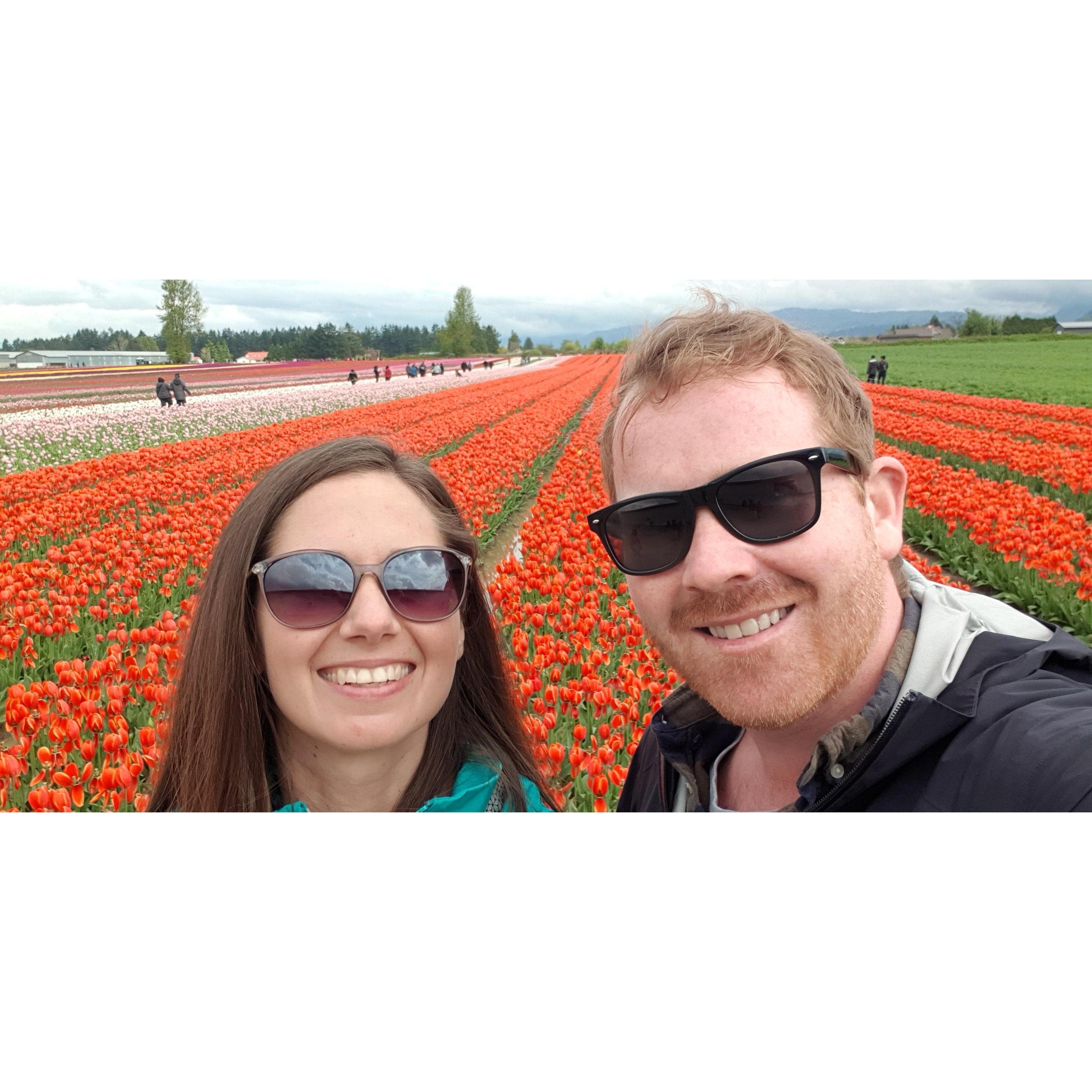One of our first photos together in the tulip fields in Abbotsford