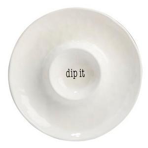 Certified International It's Just Words Ceramic Chip And Dip Bowl 13.8" - White