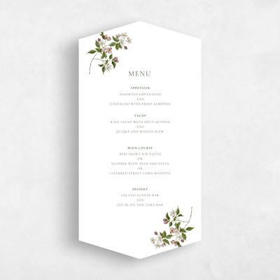 White Diamond Wedding Menu - Malyly