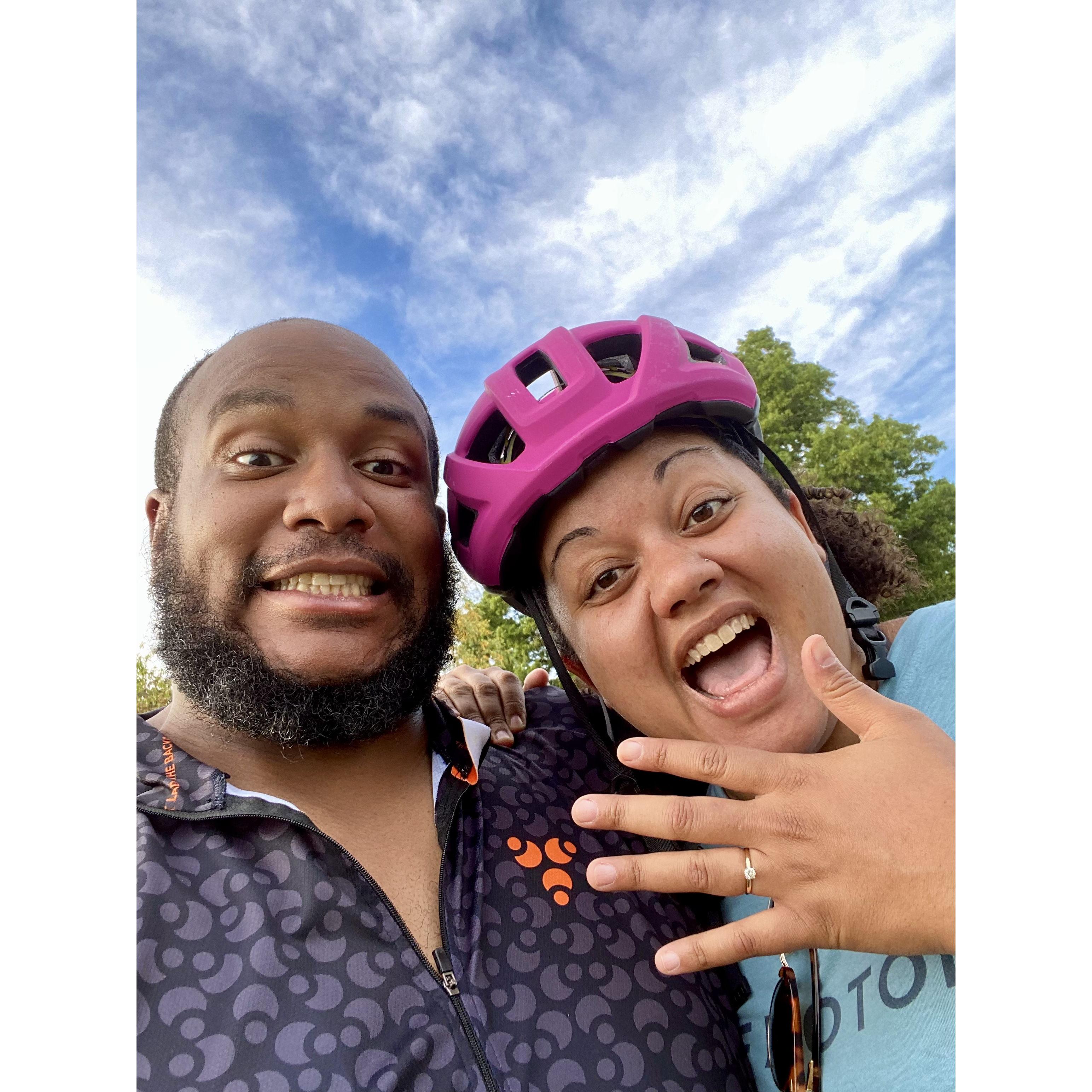 On our bike ride after I said "YES!"