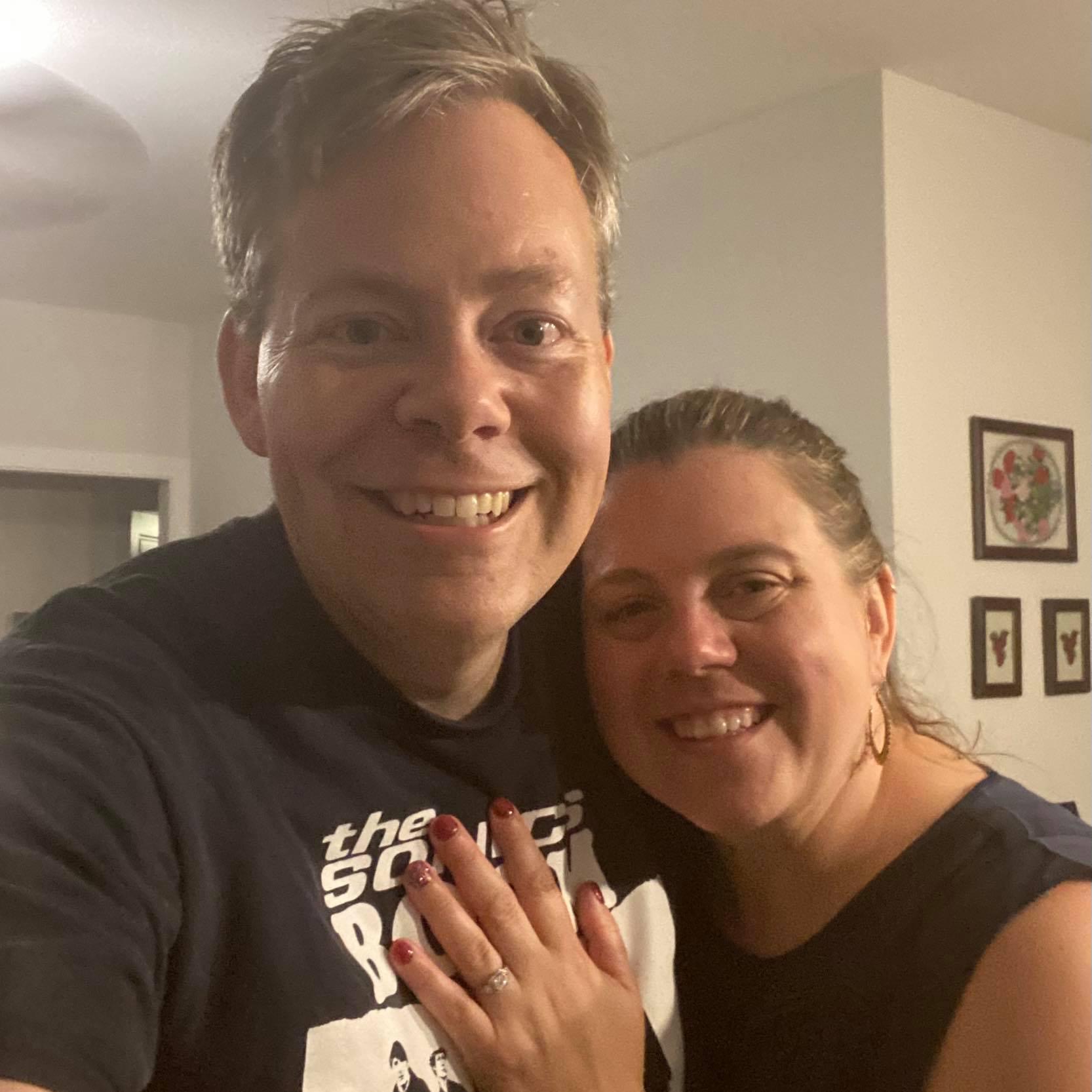 On July 10, 2021 we had our housewarming party (a year late because of COVID).  Before everyone arrived, Eric proposed and we got to celebrate our engagement day with many family and friends.