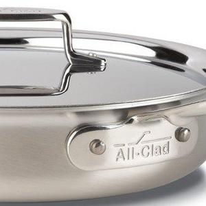 All-Clad BD55403 D5 Brushed 18/10 Stainless Steel 5-Ply Bonded Dishwasher Safe Saute Pan with Lid Cookware, 3-Quart, Silver