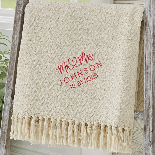 Infinite Love Embroidered Wedding Afghan