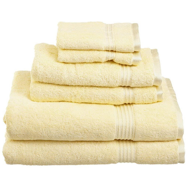Superior 100% Long Staple Combed Cotton Towel Set, 6 Piece, Canary