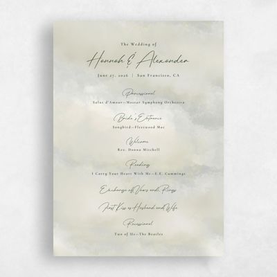 Summer, Beige Wedding Program - Montagne