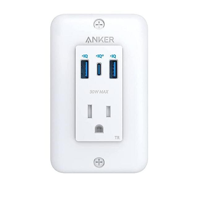 Anker USB C Wall Outlet, PowerExtend USB-C Wall Outlet, 1 Outlet, 2 USB Ports, and a 30W Power Delivery Port, Tamper Resistant Receptacles,ETL Listed