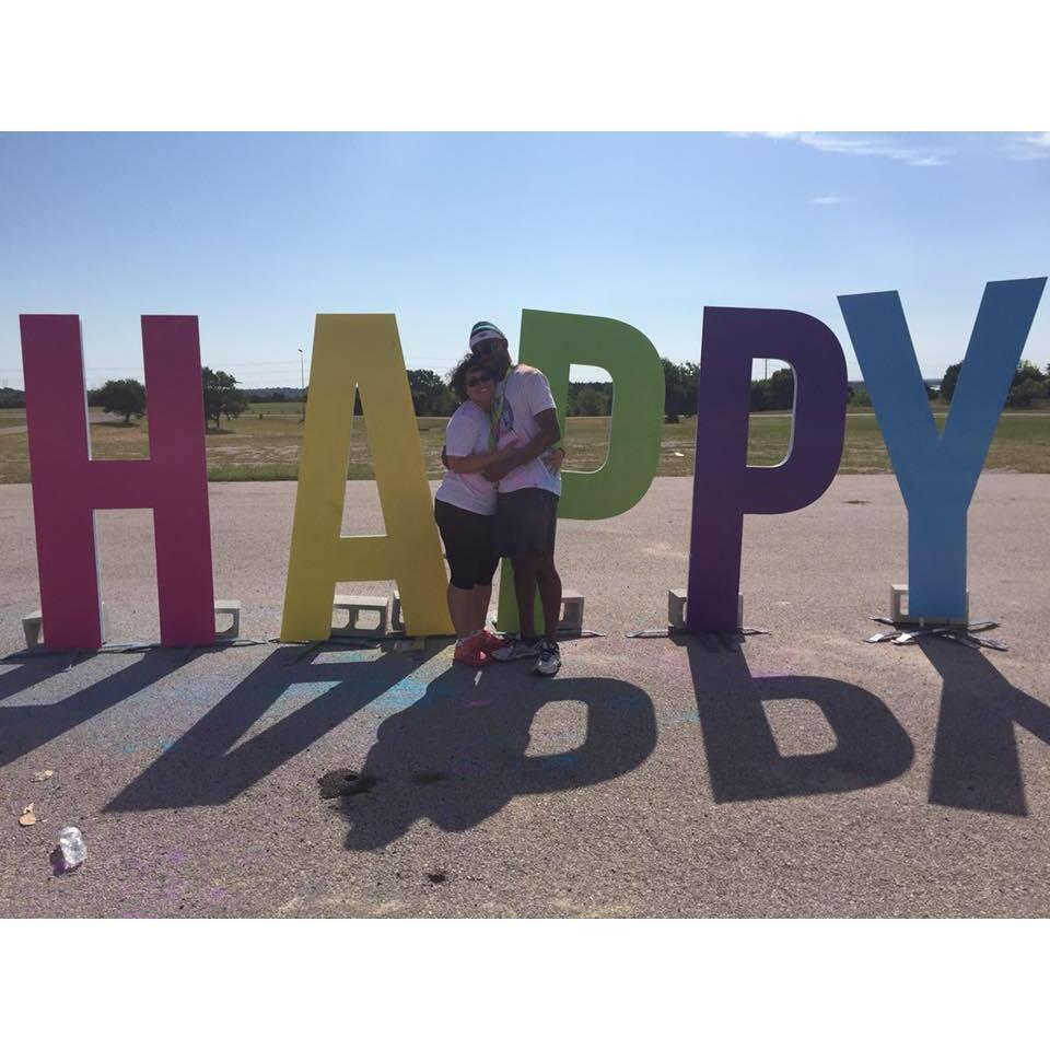 At the end of our first 5k, The Color Run (May 2016)