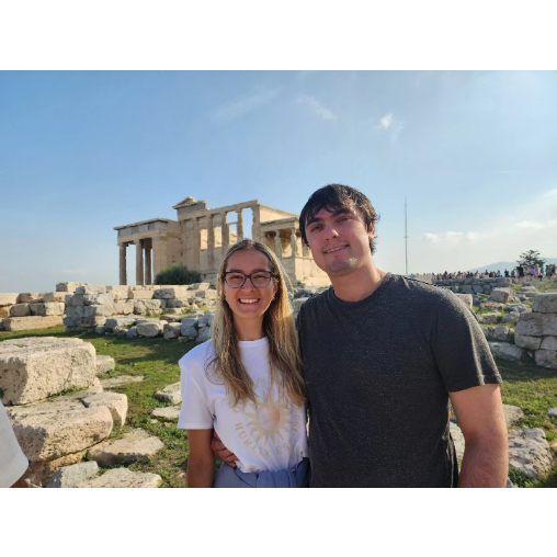Visiting the temple of Athena in Athens, Greece