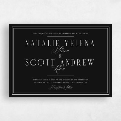 Black Wedding Invitation - Agate Landscape