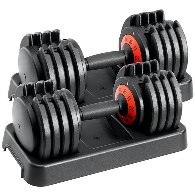HYPATA 25 / 55 lbs Pair Adjustable Dumbbell, Fast Adjust Dumbbell Weight for Exercises Pair Dumbbells for Men and Women in Home Gym Workout Equipment, Dumbbell with Tray Suitable for Full Body