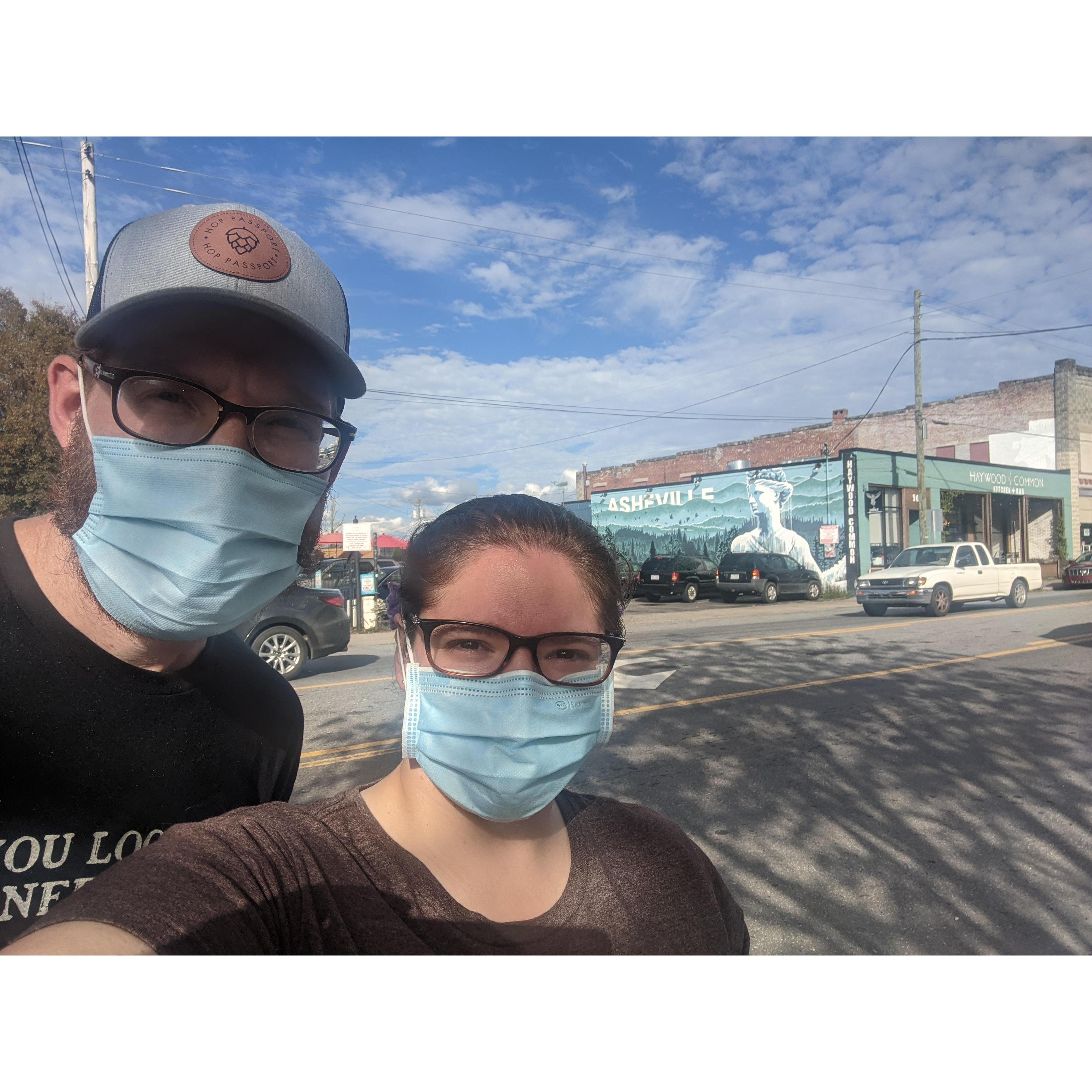 Quick trip to Asheville, North Carolina from the Smoky Mountains. Naturally, we spent the day brewery hopping. (Obligatory mask/pandemic photo.)