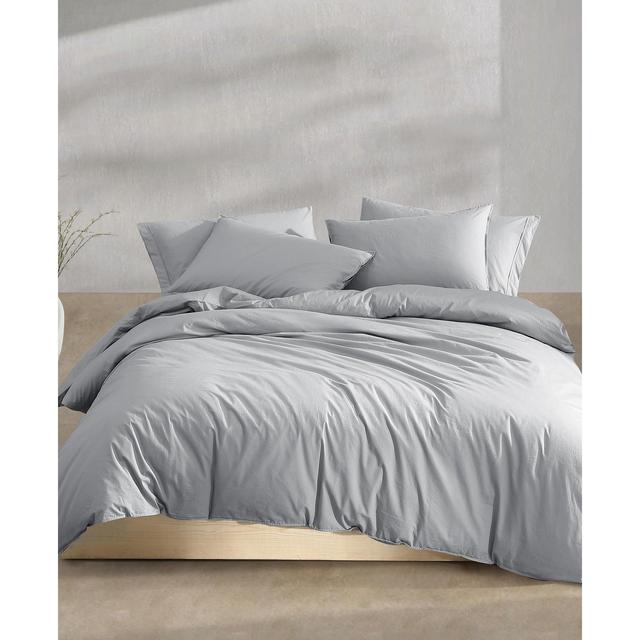 Calvin Klein Washed Percale Cotton Solid 3 Piece Comforter Set, King