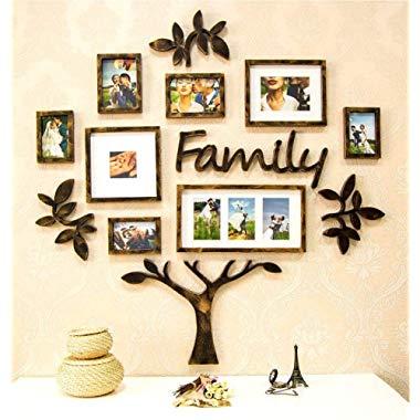 Picture Frame Set of Tree Shape Brown Brush Finish on Wall Art Decoration Sticker in Family Living Room and Bedroom(Tree Brown)