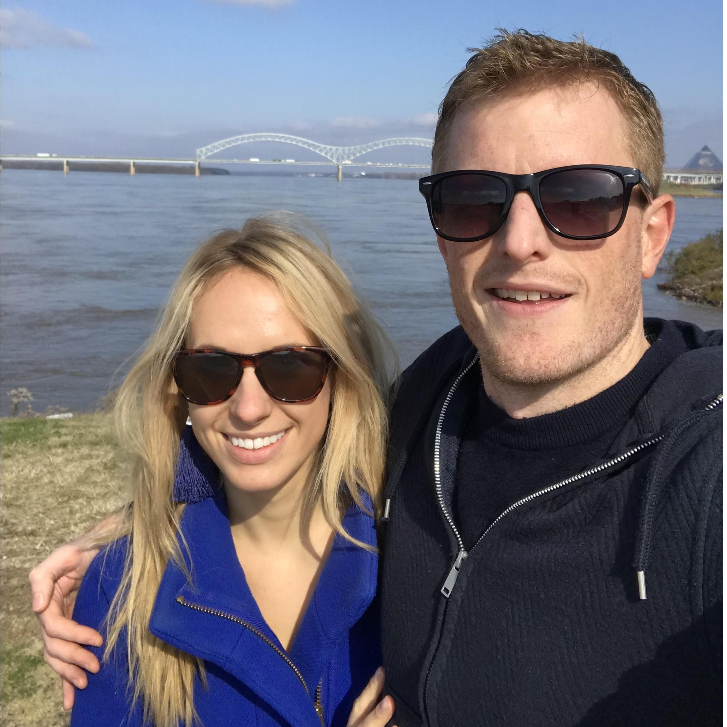 A nice afternoon by the Mississippi River in Memphis, Tennessee--Gracie loved showing Jordan the city where she taught high school for 2 years with Teach For America
