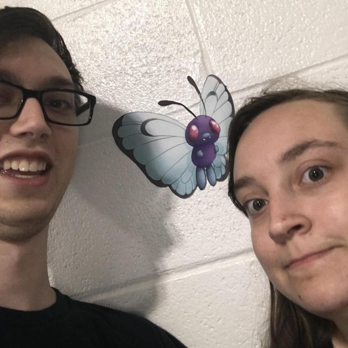 Having fun at a Pokémon Go event on campus. We had to find the Pokémon and take a selfie with them.