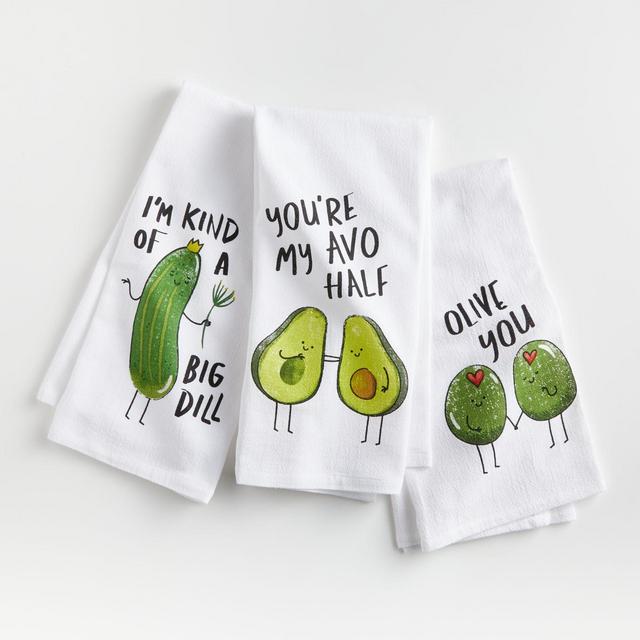 Food Pun Dish Towels, Set of 3