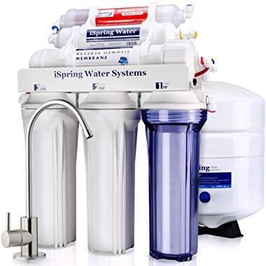 iSpring RCC7AK 6-Stage Superb Taste High Capacity Under Sink Reverse Osmosis Drinking Water Filter System with Alkaline Remineralization - Natural pH