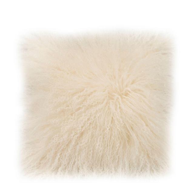 MOE'S HOME COLLECTION Lamb Fur Square Throw Pillow, 16" x 16"