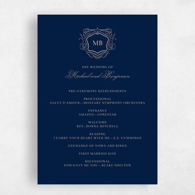 Navy, Blue Wedding Program - Griffin