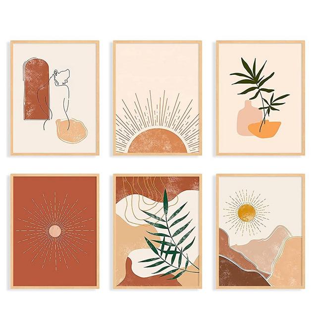 Boho Wall Art Minimalist Wall Art Prints,Prints for Wall Decor,Earth Tones Wall Art Prints, Abstract Wall Art Gallery Wall Art Earthy Wall Art Prints Set of 6 Prints Unframed (11''x14'') (Boho Art Decor, 11''x14'')
