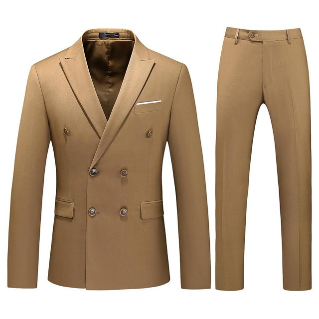 Mens Suits Slim Fit 2 Piece Double Breasted Blazer Tuxedo Suit Set for Men Casual Wedding Casual Business