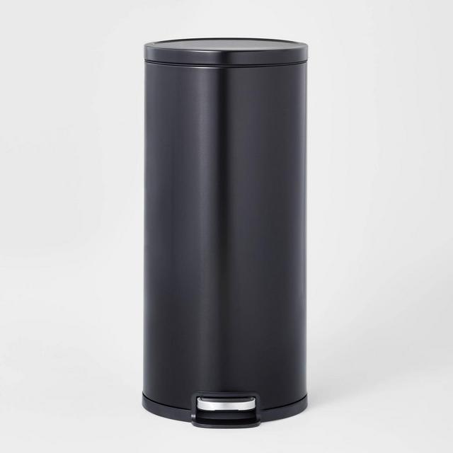 30L Round Step Trash Can Black - Brightroom™