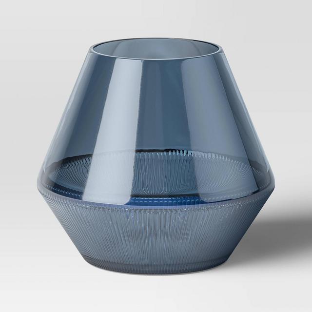 Medium Tinted Rib Glass Vase Blue - Threshold™