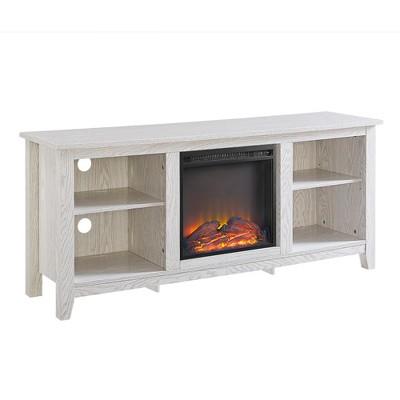 Black Wood TV Stand with Fireplace 58" - Saracina Home