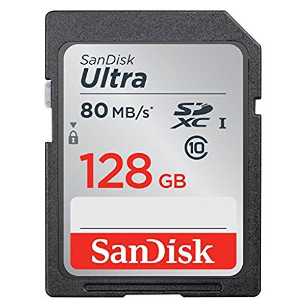 SanDisk 128GB Ultra UHS-I Class 10 SDXC Memory Card, Black, Standard Packaging (SDSDUNC-128G-GN6IN)